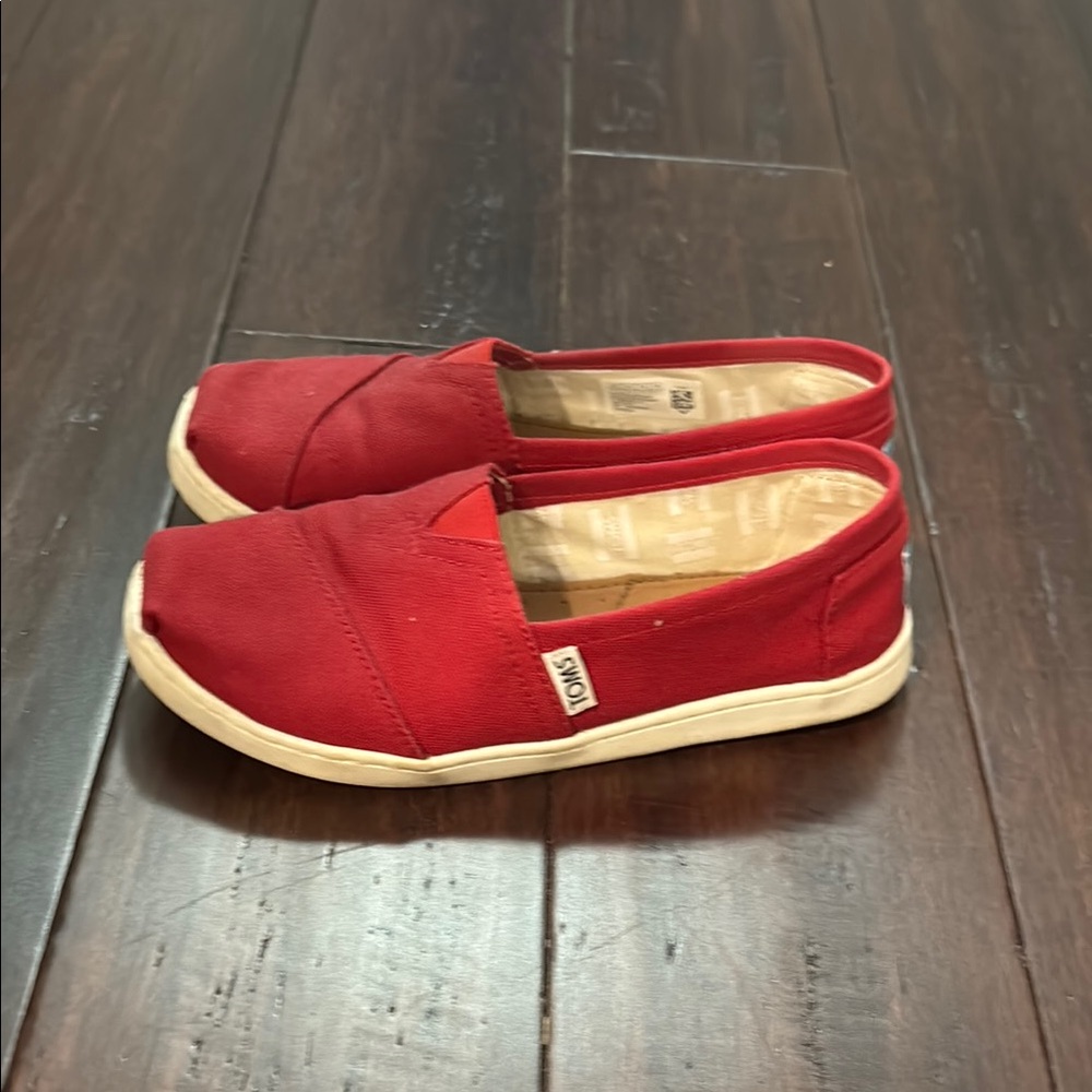 TOMS Red Canvas Slip-On Shoes